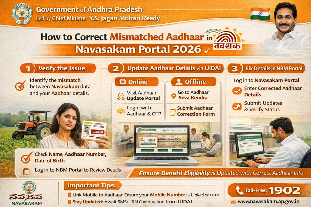 How to Correct Mismatched Aadhaar in Navasakam Portal: Step-by-Step