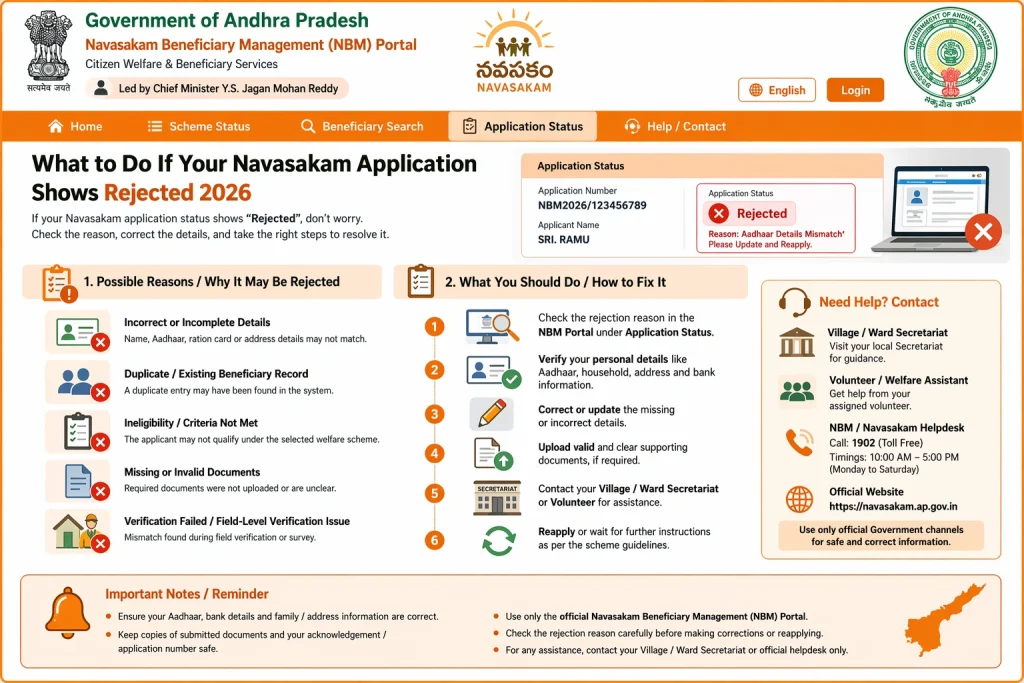 Step-by-Step Guide to Resolve a Rejected Navasakam Application