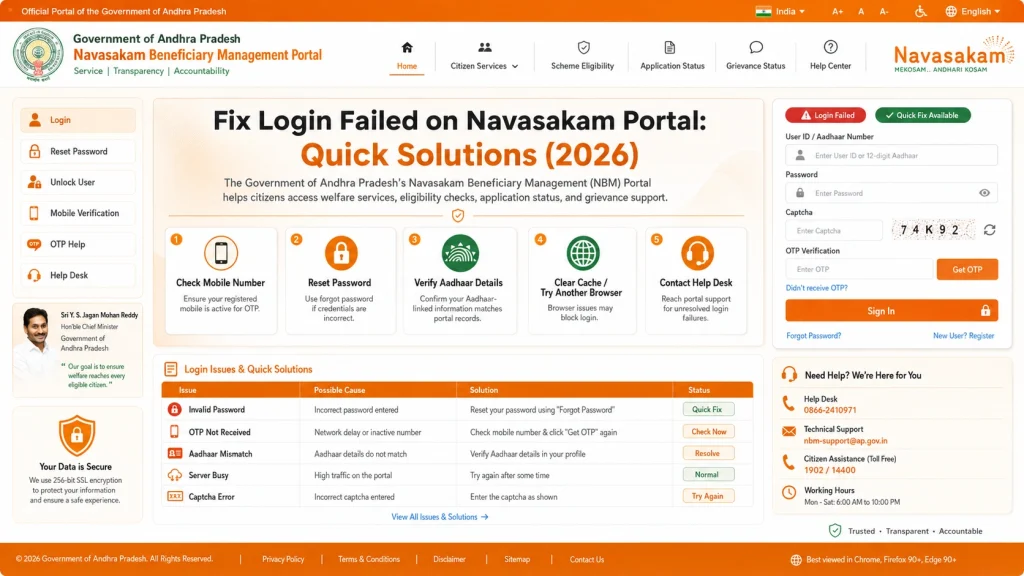 Step by Step Fix Login Failed on Navasakam Portal